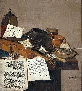 Still life with a copy of De Waere Mercurius, a broadsheet with the news of Tromp's victory over three English ships on 28 June 1639, and a poem telli, Anthonie Leemans